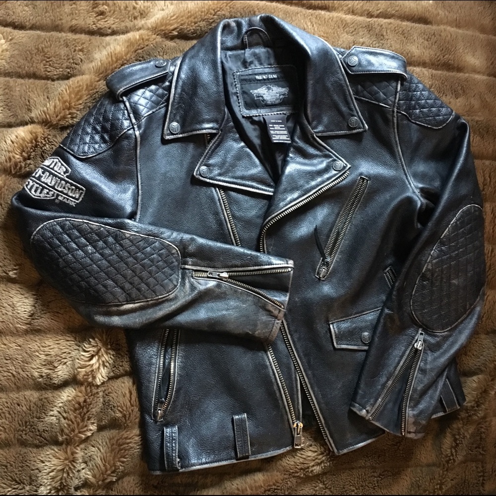 Sold/Distressed leather Harley jacket